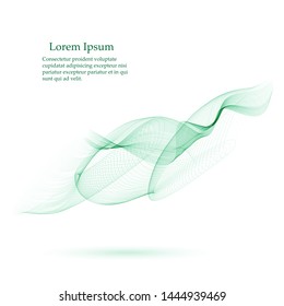 Abstract vector background, transparent wavy lines for brochure, website, flyer design. A wave of green smoke.