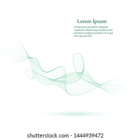 Abstract vector background, transparent wavy lines for brochure, website, flyer design. A wave of green smoke.
