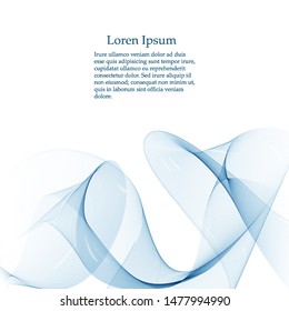 Abstract vector background, transparent wavy lines for brochure, website, flyer design. Blue smoke wave.