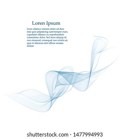 Abstract vector background, transparent wavy lines for brochure, website, flyer design. Blue smoke wave.