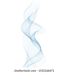 Abstract vector background, transparent wavy lines for brochure, website, flyer design. Blue smoke wave.