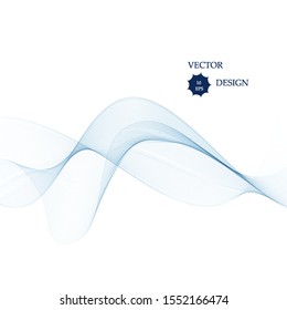 Abstract vector background, transparent wavy lines for brochure, website, flyer design. Blue smoke wave.