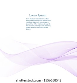 Abstract vector background, transparent wavy lines for brochure, website, flyer design. Purple smoke wave.