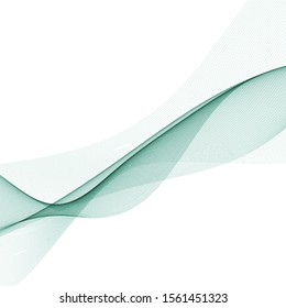 Abstract vector background, transparent wavy lines for brochure, website, flyer design. Blue - green smoke wave.