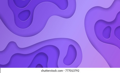 Abstract vector background in trendy ultra violet color scheme. Multi layers papercut illustration. Cut out 3d purple texture.