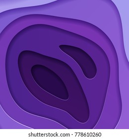 Abstract vector background in trendy ultra violet color scheme. Multi layers papercut illustration. Cut out 3d purple texture.
