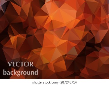 Abstract vector background of triangles polygon wallpaper. Web design in orange brown fire colors