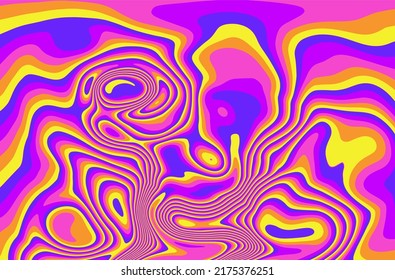 Resumen de fondo vectorial con textura de la capitulación de la trippy, como la estética de diseño retro de los años 70.