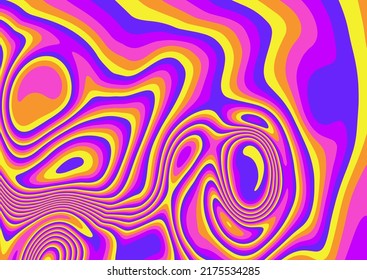 Abstract vector background with trippy marbling ebru texture like in retro design aesthetics of the 1970s.