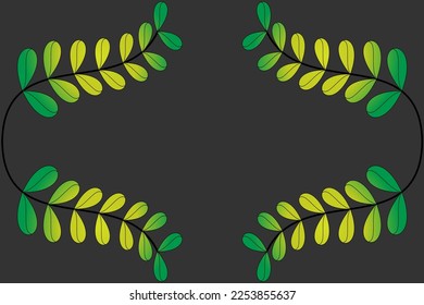 Abstract vector background with twigs and leaves in gradient colors, empty space for text or message