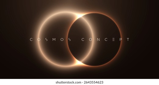 Abstract vector background with twin glowing circles representing a binary eclipse. Soft light, deep shadows, and cosmic symmetry make it ideal sci-fi themes, branding, and digital compositions.
