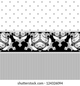 Abstract vector background. Two simple background and border. Oriental pattern with paisley, stripes and decorative items. Ample opportunities for use.  Easily edit the colors.