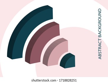 Abstract vector background. Volumetric geometric semicircles of blue, pink. Wi-fi icon. Cover design for magazine, book, screensaver, banner.
