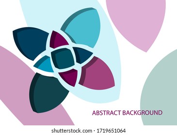 Abstract vector background. Volumetric geometric shapes blue, cyan, pink color. Cover design for magazine, book, screensaver, banner.