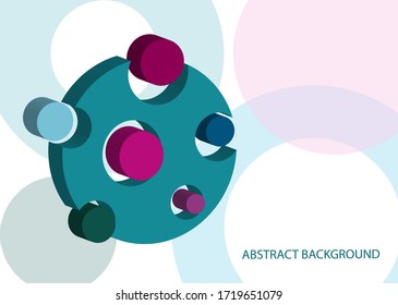 Abstrakter Vektorhintergrund. Volumetrische geometrische Formen blau, türkis, rosafarben. Cover Design für Magazin, Buch, Bildschirmschoner, Banner.