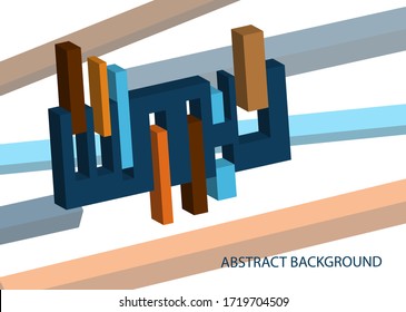  Fondo del vector abstracto. Formas geométricas volumétricas de azul, naranja, marrón. Diseño de portada para revista, libro, salvapantallas, banner.