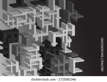 Resumen del fondo vectorial. rectángulos geométricos volumétricos en blanco y negro. Diseño de portada para revista, libro,