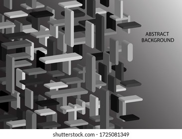 Resumen del fondo vectorial. rectángulos geométricos volumétricos en blanco y negro. Diseño de portada para revista, libro,