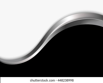 Abstract vector background with wave. Black and white metal background. 