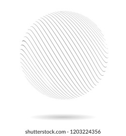Abstract Vector Background. Wave Optical Illusion. Black and White thin Lines sphere. Clear linear template for web and graphic design.