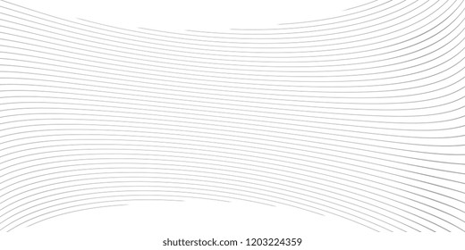 Abstract Vector Background. Wave Optical Illusion. Black and White thin Lines. Clear linear template for web and graphic design.