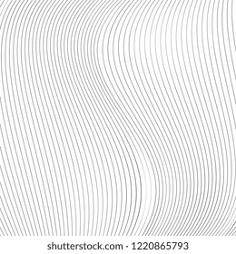 Abstract Vector Background. Wave Optical Illusion. Black and White thin Lines. Clear linear template for web and graphic design.