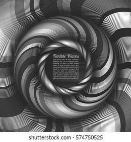 Abstract vector background, waved lines vector illustration colorful design. Wavy stripes twisted as silk . Colored stripes with variable width. Fashion ,