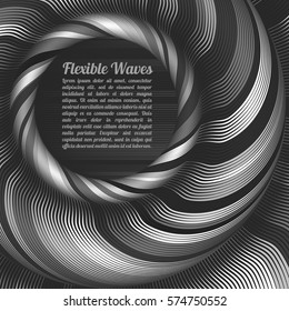 Abstract vector background, waved lines vector illustration colorful design. Wavy stripes twisted as silk . Colored stripes with variable width. Fashion ,