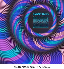 Abstract vector background, waved lines vector illustration colorful design. Wavy stripes twisted as silk . Colored stripes with variable width. Fashion ,