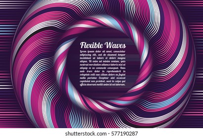 Abstract vector background, waved lines vector illustration colorful design. Wavy stripes twisted as silk . Colored stripes with variable width. Fashion ,