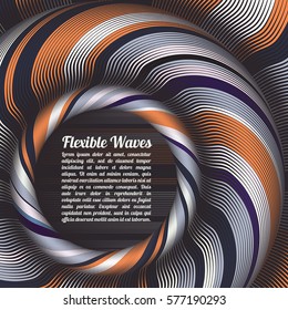 Abstract vector background, waved lines vector illustration colorful design. Wavy stripes twisted as silk . Colored stripes with variable width. Fashion ,