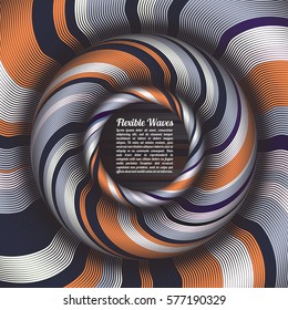 Abstract vector background, waved lines vector illustration colorful design. Wavy stripes twisted as silk . Colored stripes with variable width. Fashion ,