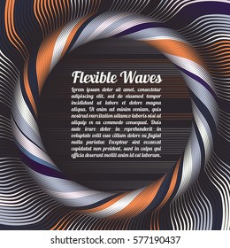 Abstract vector background, waved lines vector illustration colorful design. Wavy stripes twisted as silk . Colored stripes with variable width. Fashion ,