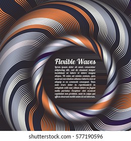 Abstract vector background, waved lines vector illustration colorful design. Wavy stripes twisted as silk . Colored stripes with variable width. Fashion ,
