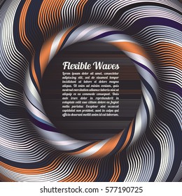 Abstract vector background, waved lines vector illustration colorful design. Wavy stripes twisted as silk . Colored stripes with variable width. Fashion ,