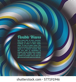 Abstract vector background, waved lines vector illustration colorful design. Wavy stripes twisted as silk . Colored stripes with variable width. Fashion ,