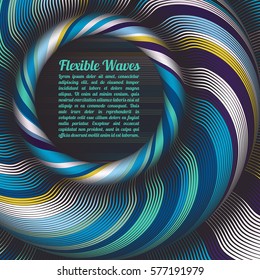 Abstract vector background, waved lines vector illustration colorful design. Wavy stripes twisted as silk . Colored stripes with variable width. Fashion ,