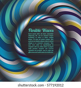 Abstract vector background, waved lines vector illustration colorful design. Wavy stripes twisted as silk . Colored stripes with variable width. Fashion ,