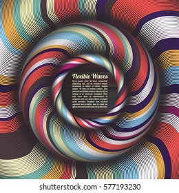 Abstract vector background, waved lines vector illustration colorful design. Wavy stripes twisted as silk . Colored stripes with variable width. Fashion ,