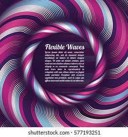 Abstract vector background, waved lines vector illustration colorful design. Wavy stripes twisted as silk . Colored stripes with variable width. Fashion ,