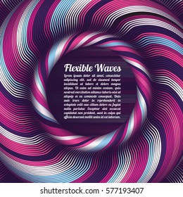 Abstract vector background, waved lines vector illustration colorful design. Wavy stripes twisted as silk . Colored stripes with variable width. Fashion ,