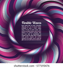 Abstract vector background, waved lines vector illustration colorful design. Wavy stripes twisted as silk . Colored stripes with variable width. Fashion ,