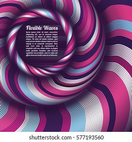 Abstract vector background, waved lines vector illustration colorful design. Wavy stripes twisted as silk . Colored stripes with variable width. Fashion ,
