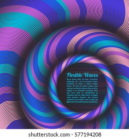Abstract vector background, waved lines vector illustration colorful design. Wavy stripes twisted as silk . Colored stripes with variable width. Fashion ,