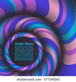 Abstract vector background, waved lines vector illustration colorful design. Wavy stripes twisted as silk . Colored stripes with variable width. Fashion ,