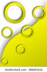 Abstract vector background with waves and circles.White and yellow brochure template flyer design