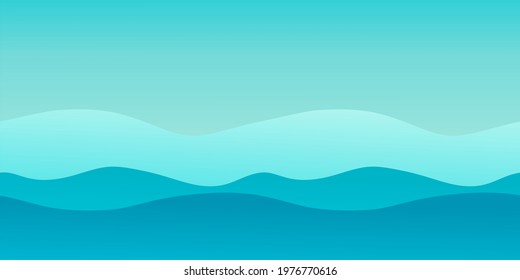 Abstract vector background, waves of different shades of turquoise. A screen saver for a gadget, a background for a postcard or a poster.