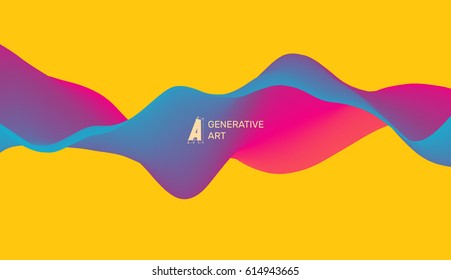 Abstract vector background of waves. Dynamic Effect. 3D Vector Illustration. Design Template.