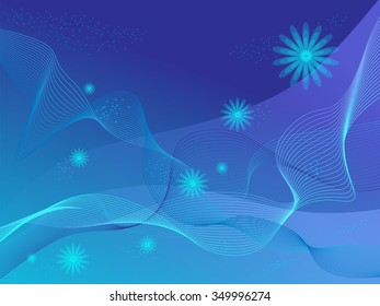 Abstract vector background with waves and flowers.