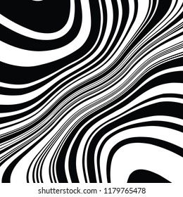 Abstract Vector Background of Waves, Line Stripes Irregular Wave Background, Abstract Minimal Design, Stylized Flowing Water 3d Illusion, Graphic Line Art